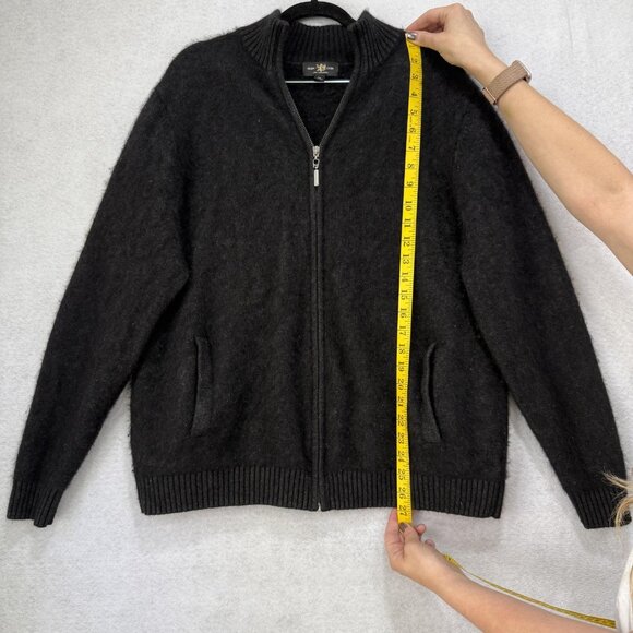 Glen Lyon Sweater Mens XL 100% Cashmere Full Zip Cardigan Mock Neck Pockets - Picture 2 of 9